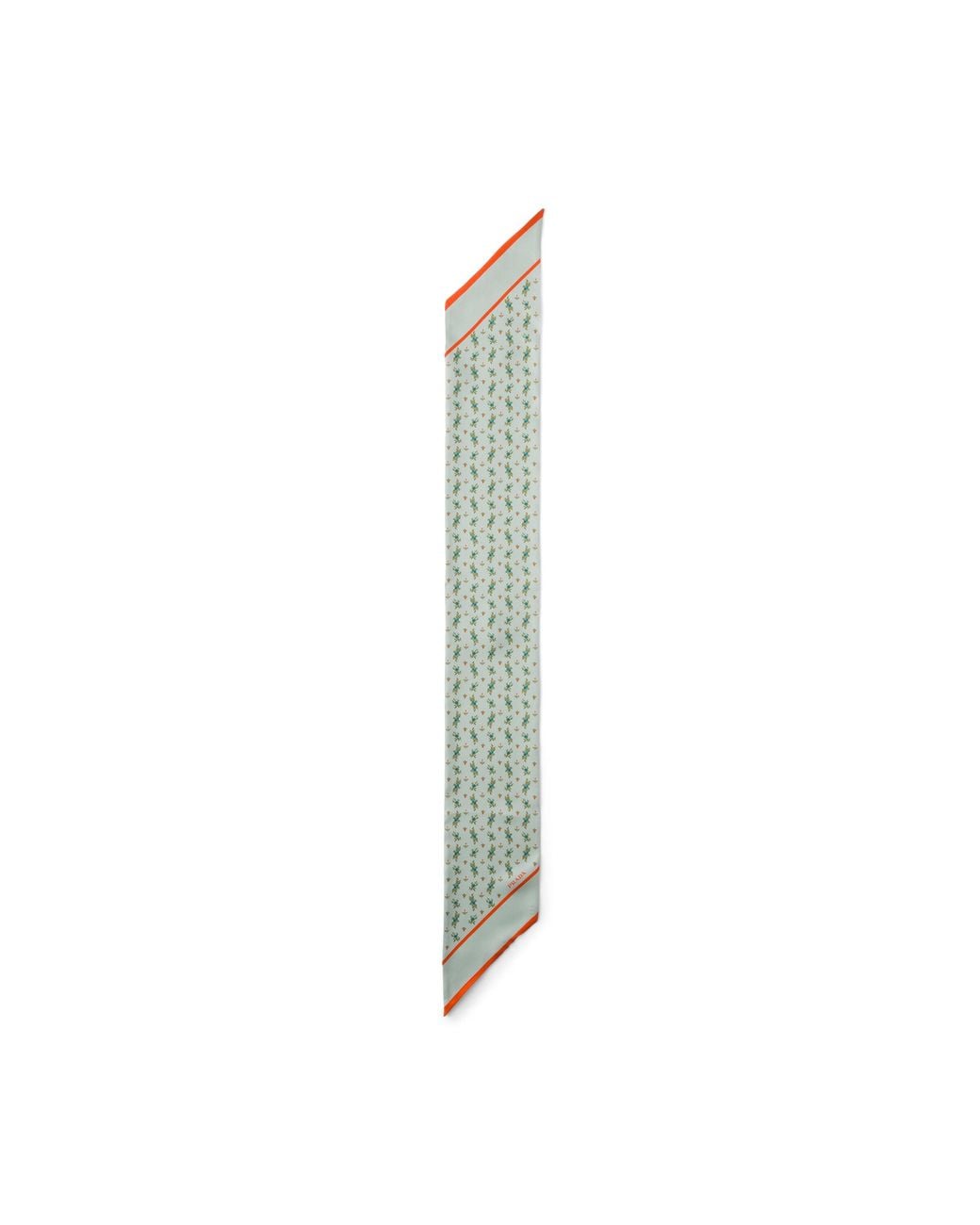 Prada Multicolor Printed Silk Twill Skinny Scarf, Chlorophyll