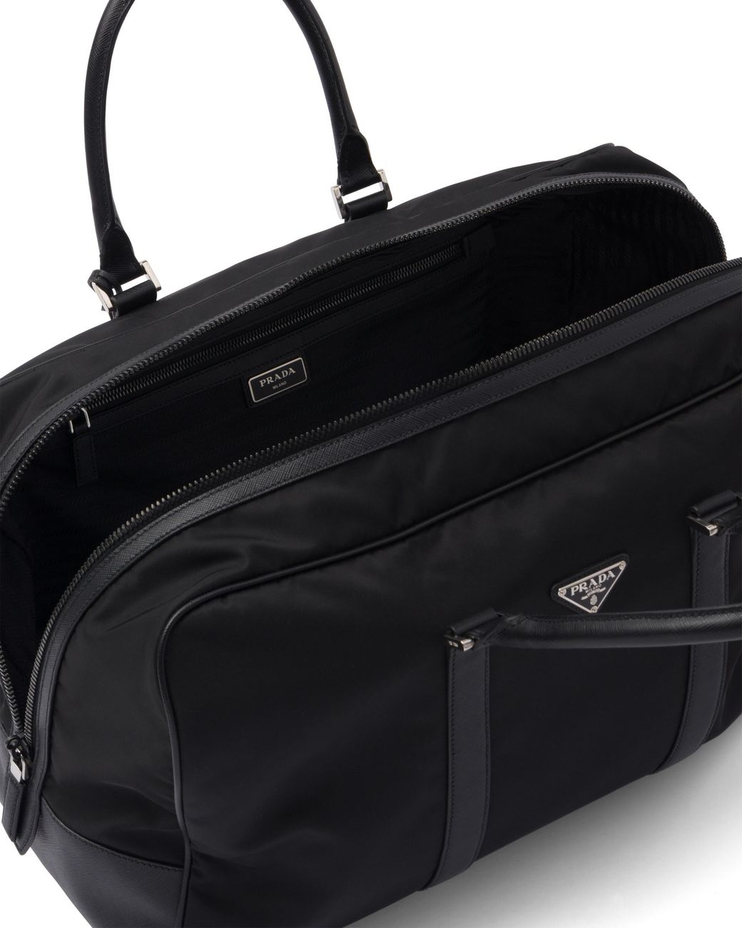 Prada Black Re-Nylon And Saffiano Leather Duffel Bag