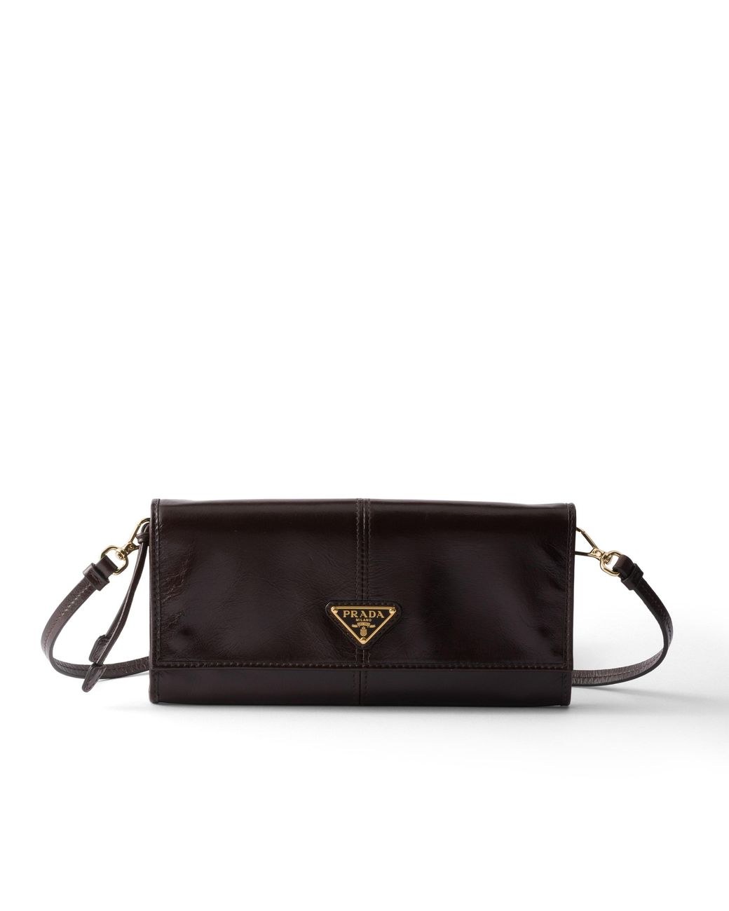 Prada Black Leather Wallet With Shoulder Strap