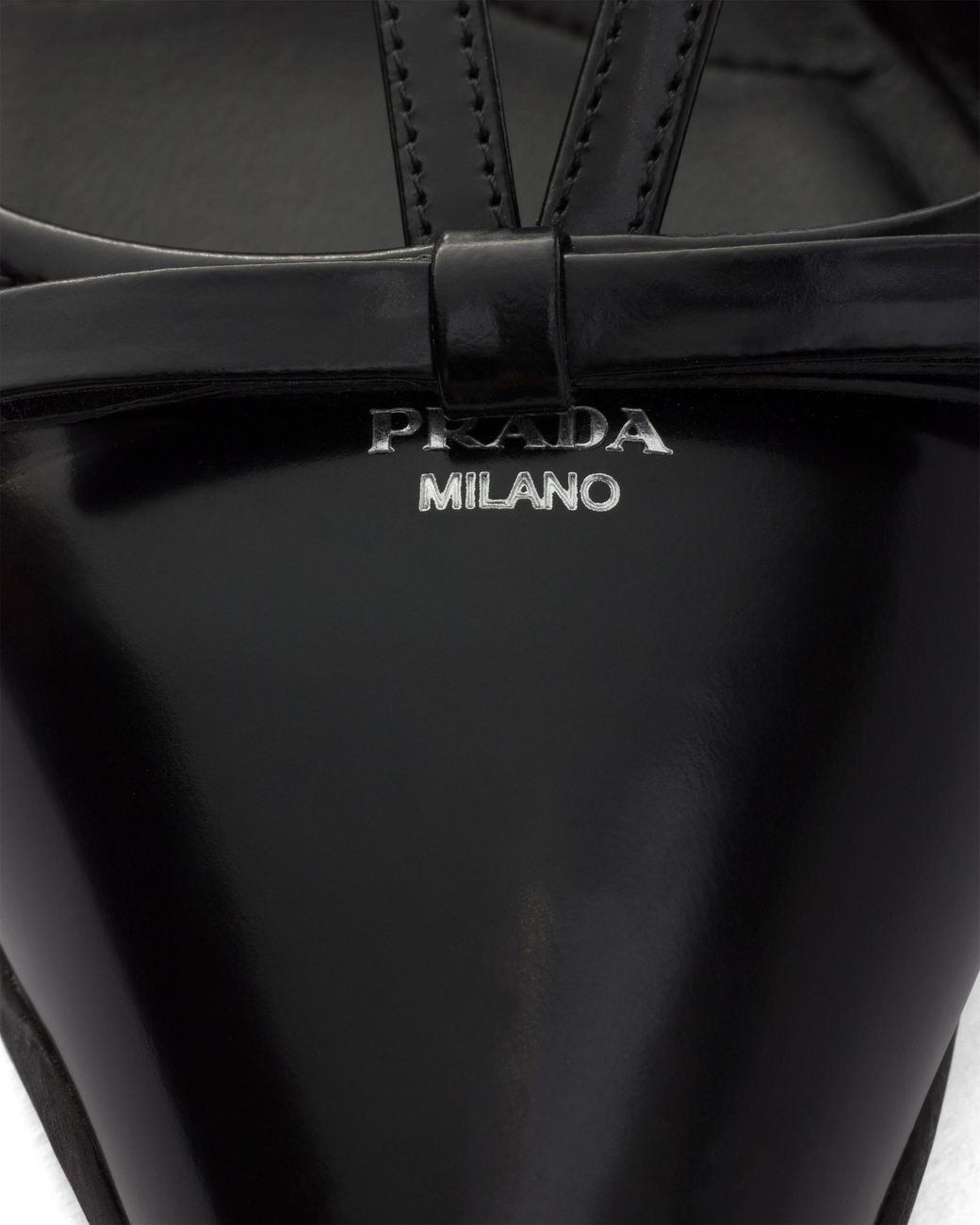 Prada Black Brushed Leather Slingback Pumps