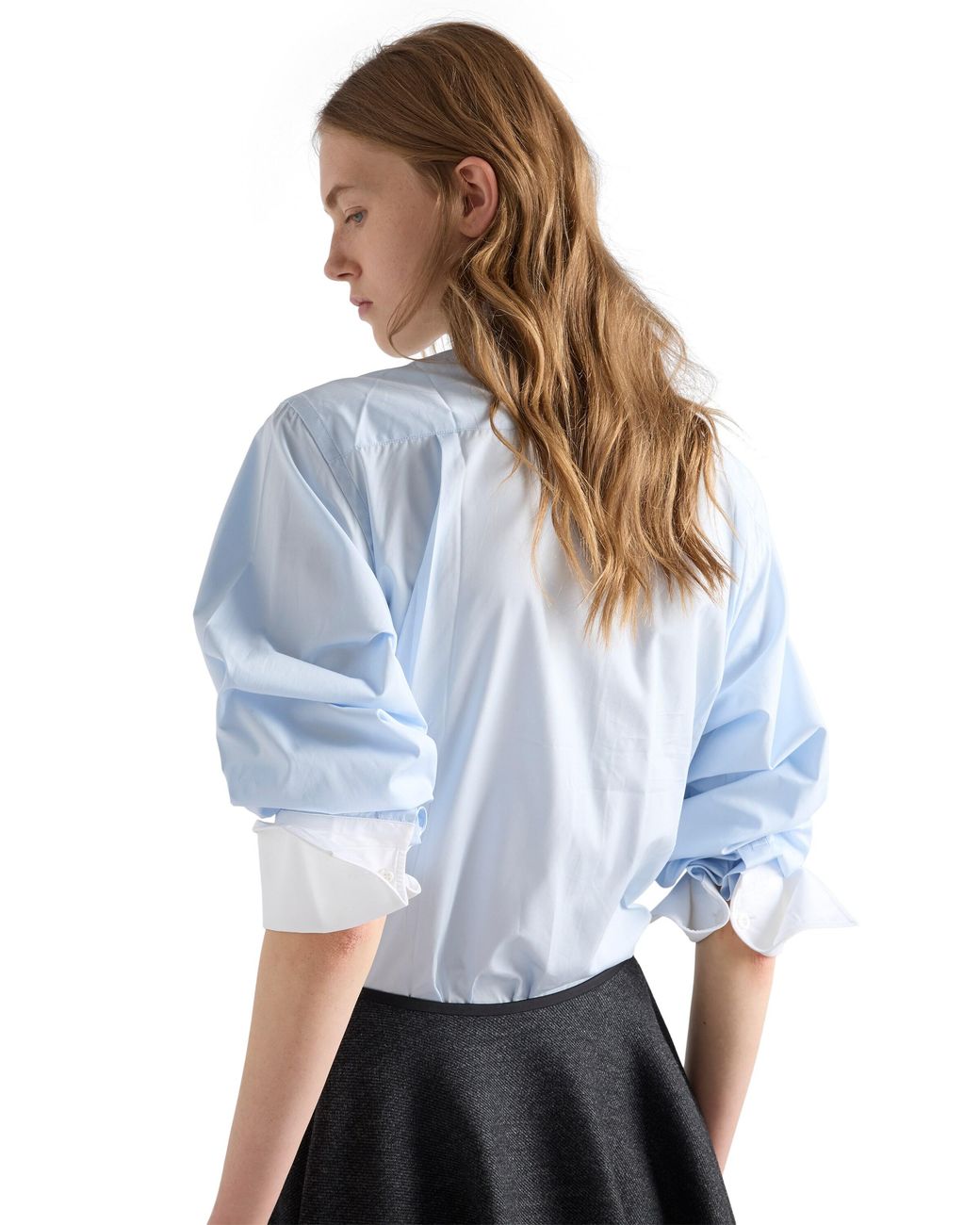 Prada Blue Embroidered Poplin Shirt