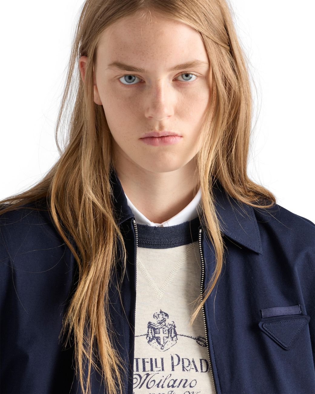 Prada Blue Reversible Jersey Blouson Jacket