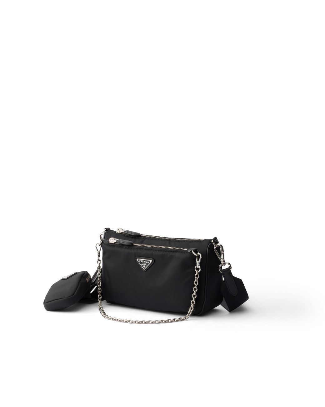 Prada Black Re-Nylon And Saffiano Leather Mini Shoulder Bag