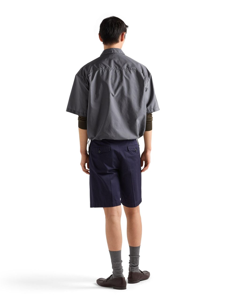 Prada Blue Short-Sleeved Light Re-Nylon Shirt, Iron for men