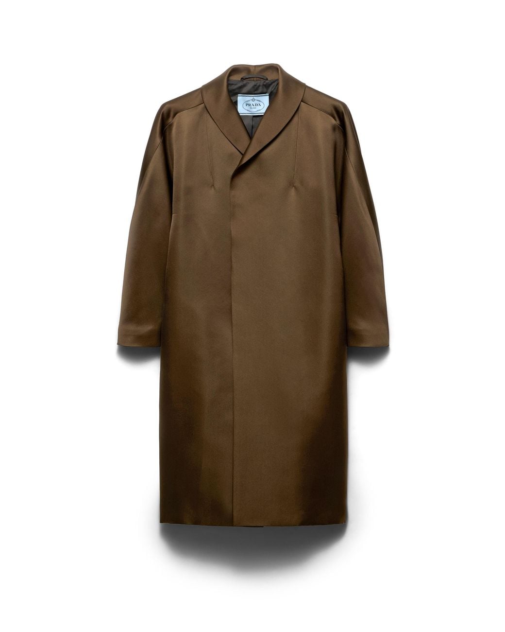Prada Brown Single-Breasted Double Satin Coat