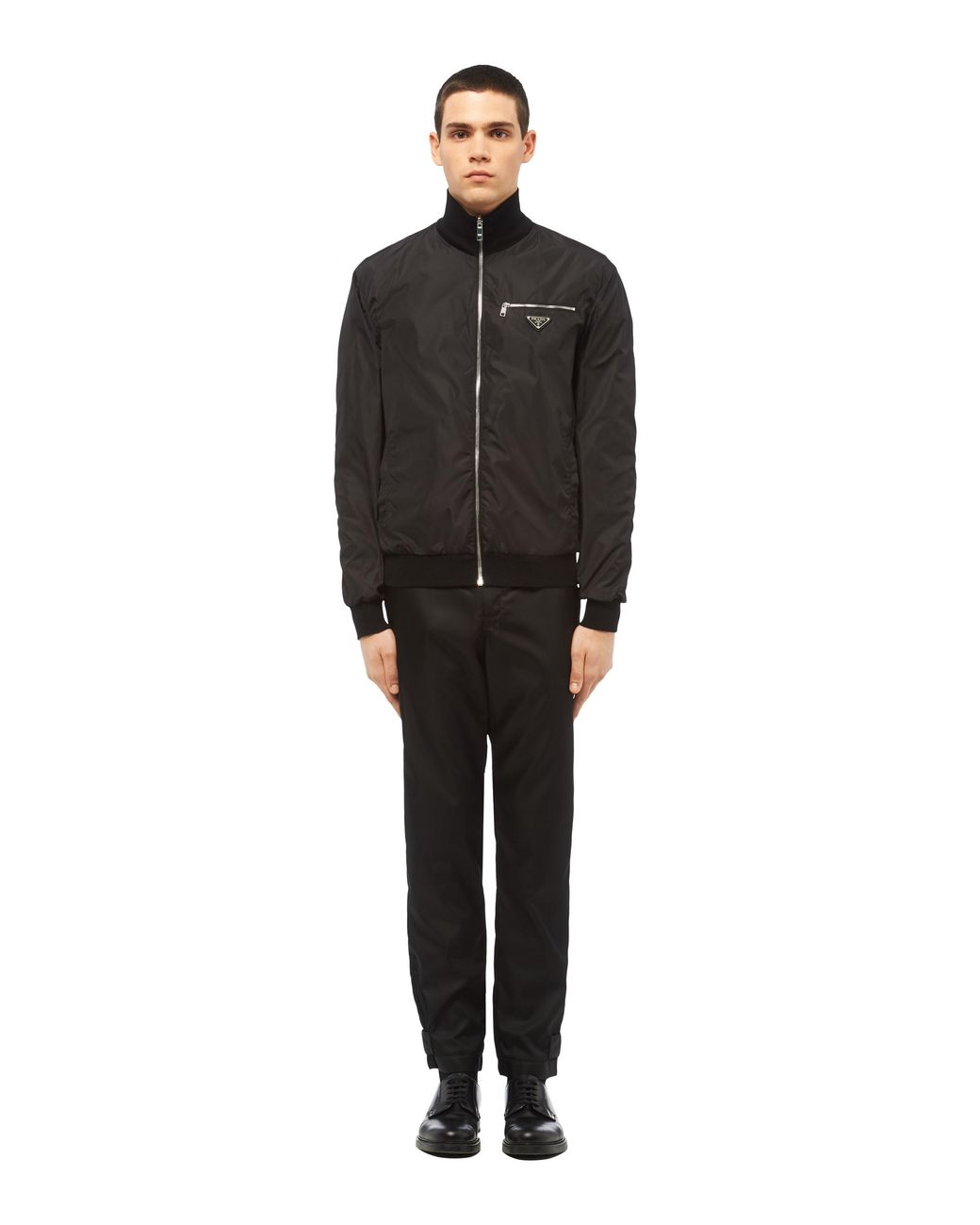 Prada Black Reversible Brand-Plaque Wool And Nylon Jacket for men