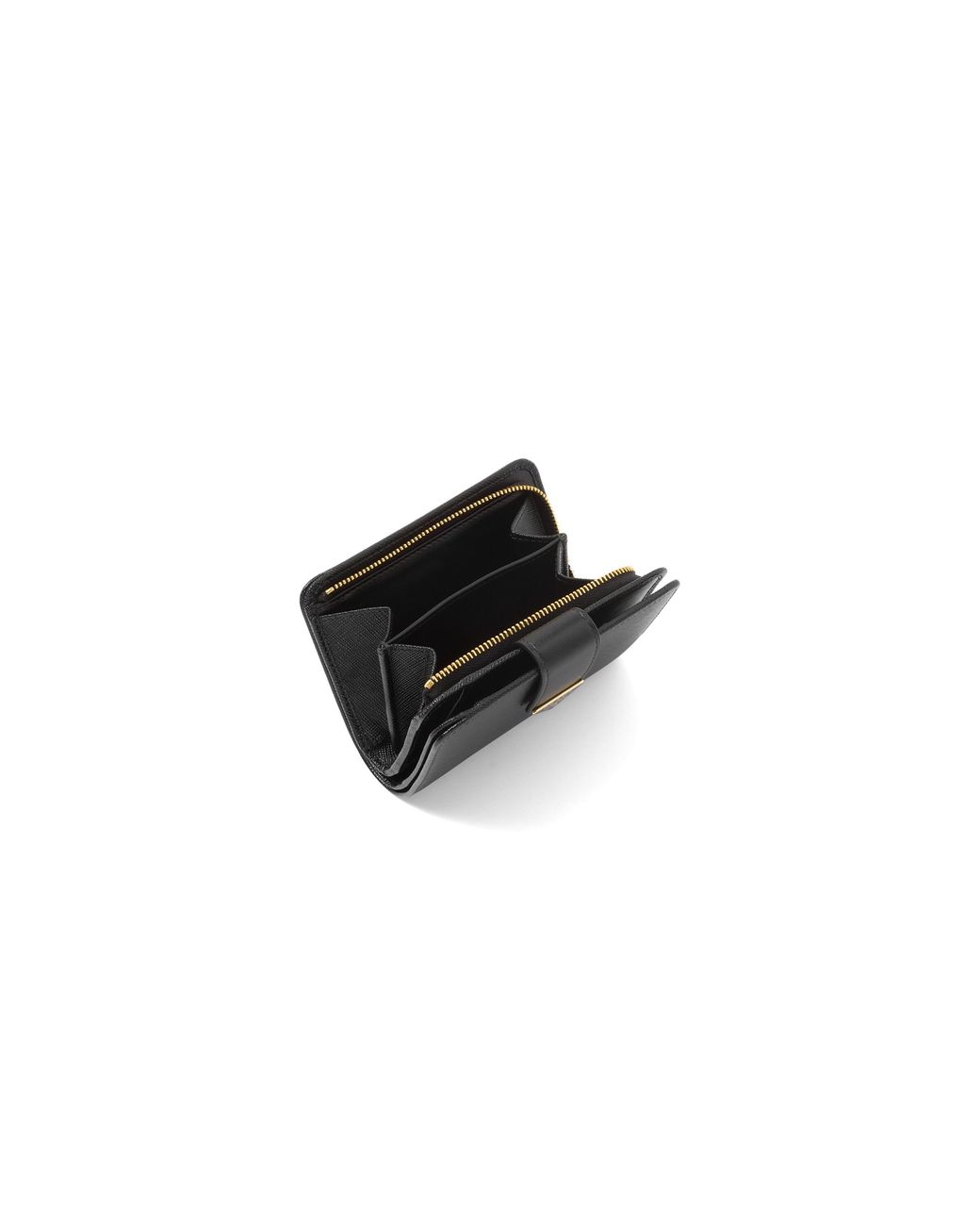 Prada White Small Saffiano And Smooth Leather Wallet