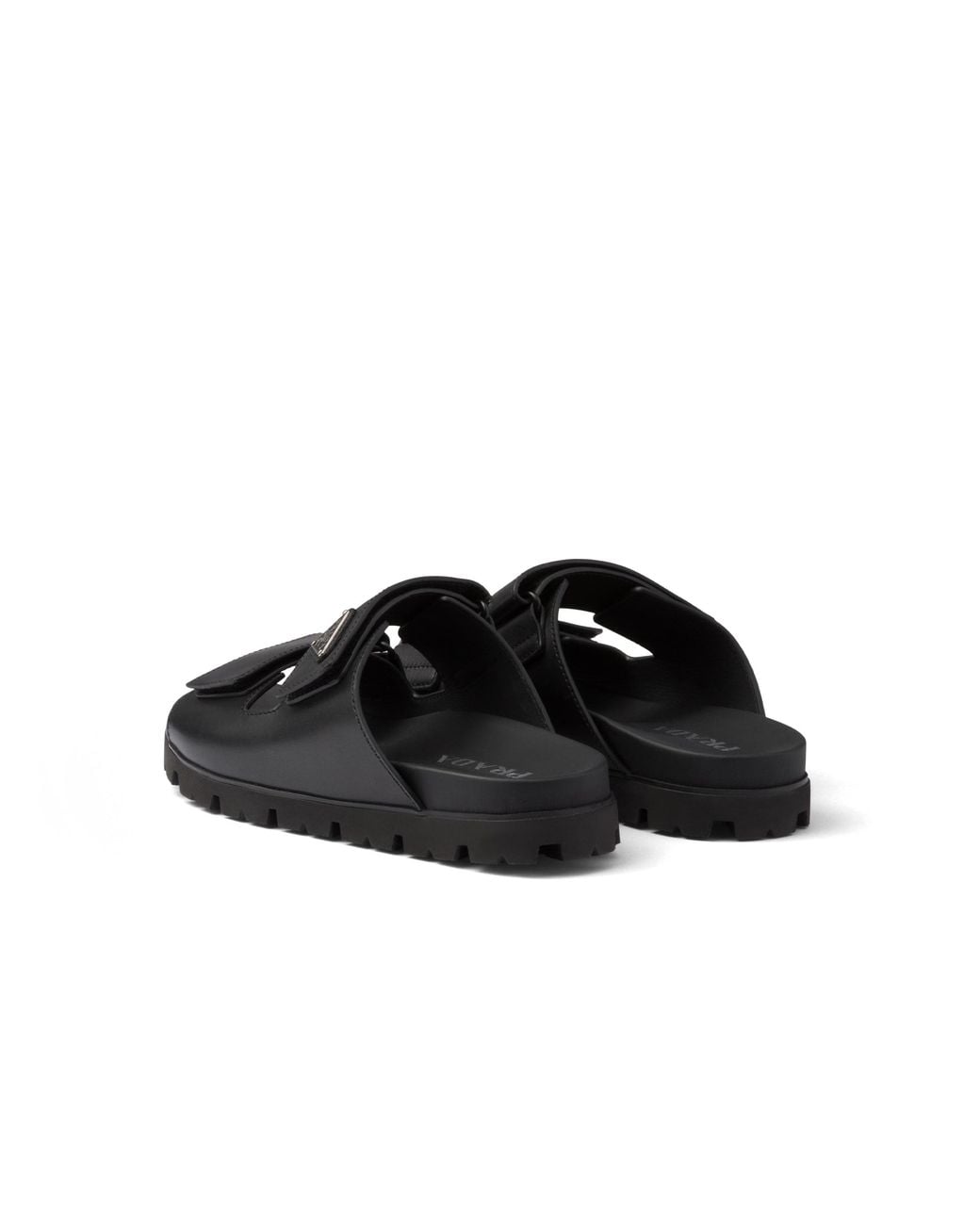 Prada Black Leather Strap Sandals, Size 5 for men