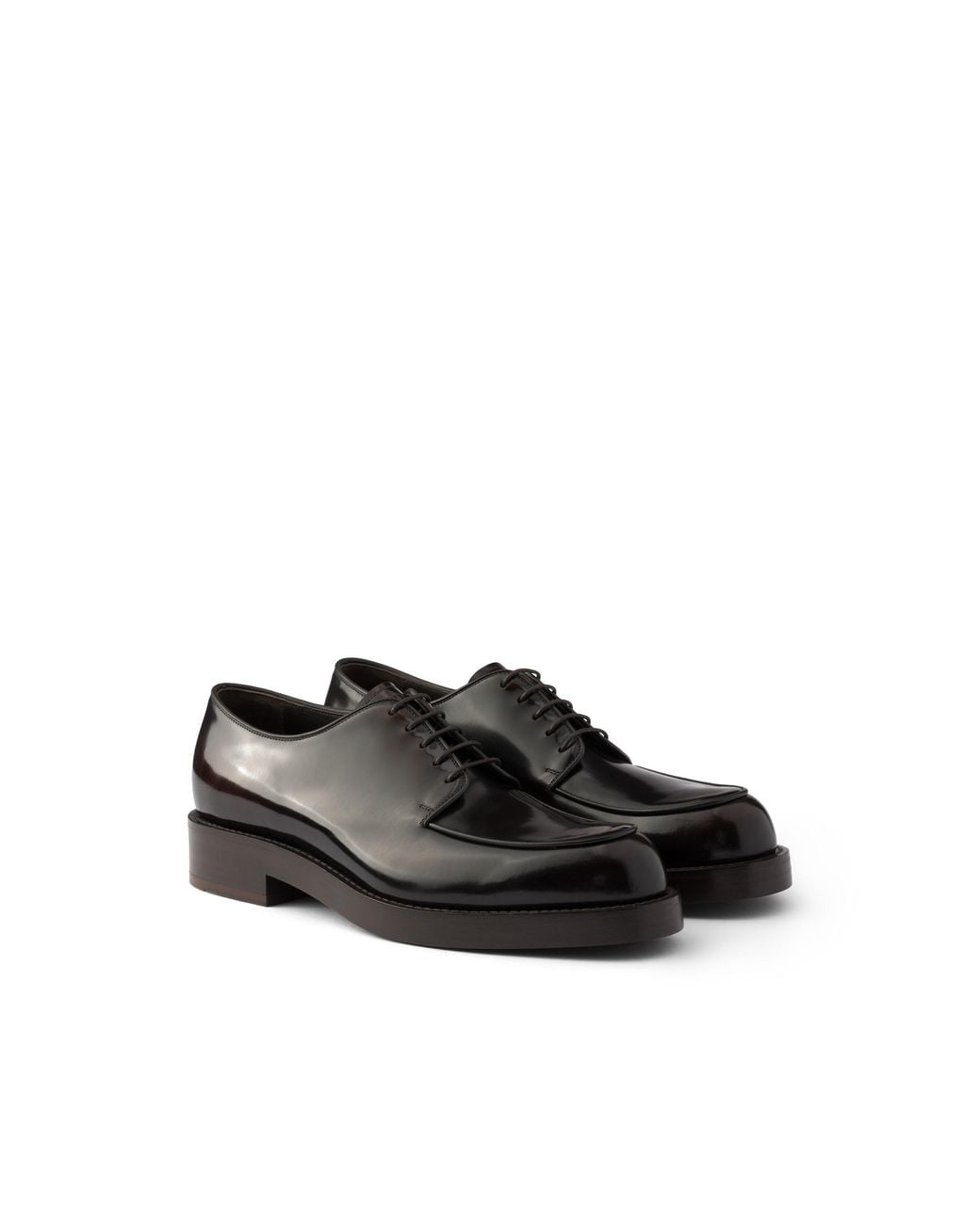 Prada Black Brushed Leather Derby Shoes, Size 5 for men