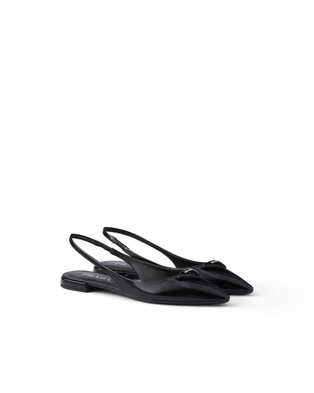 Prada White Brushed Leather Ballerina Slingbacks