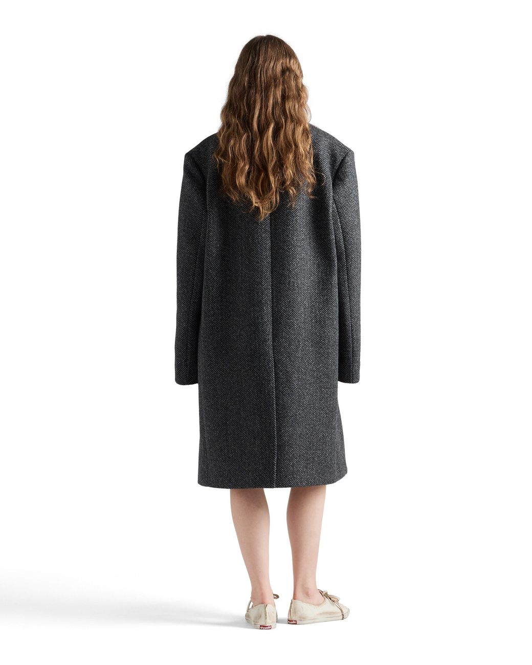 Prada Black Single-Breasted Chevron Wool Jacket