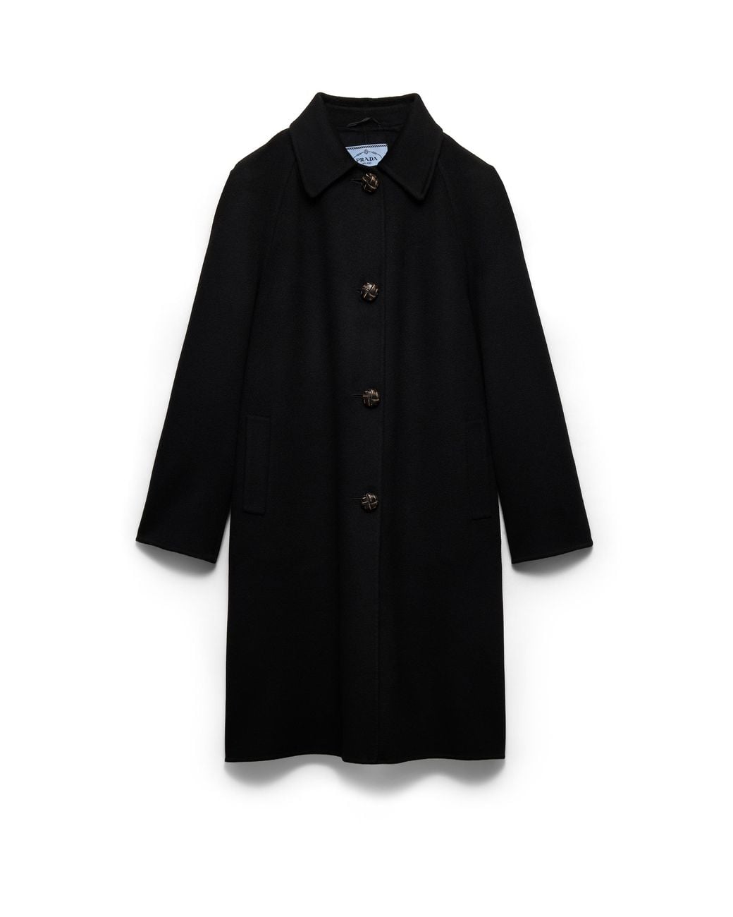 Prada Black Single-Breasted Double Cashmere And Wool Coat