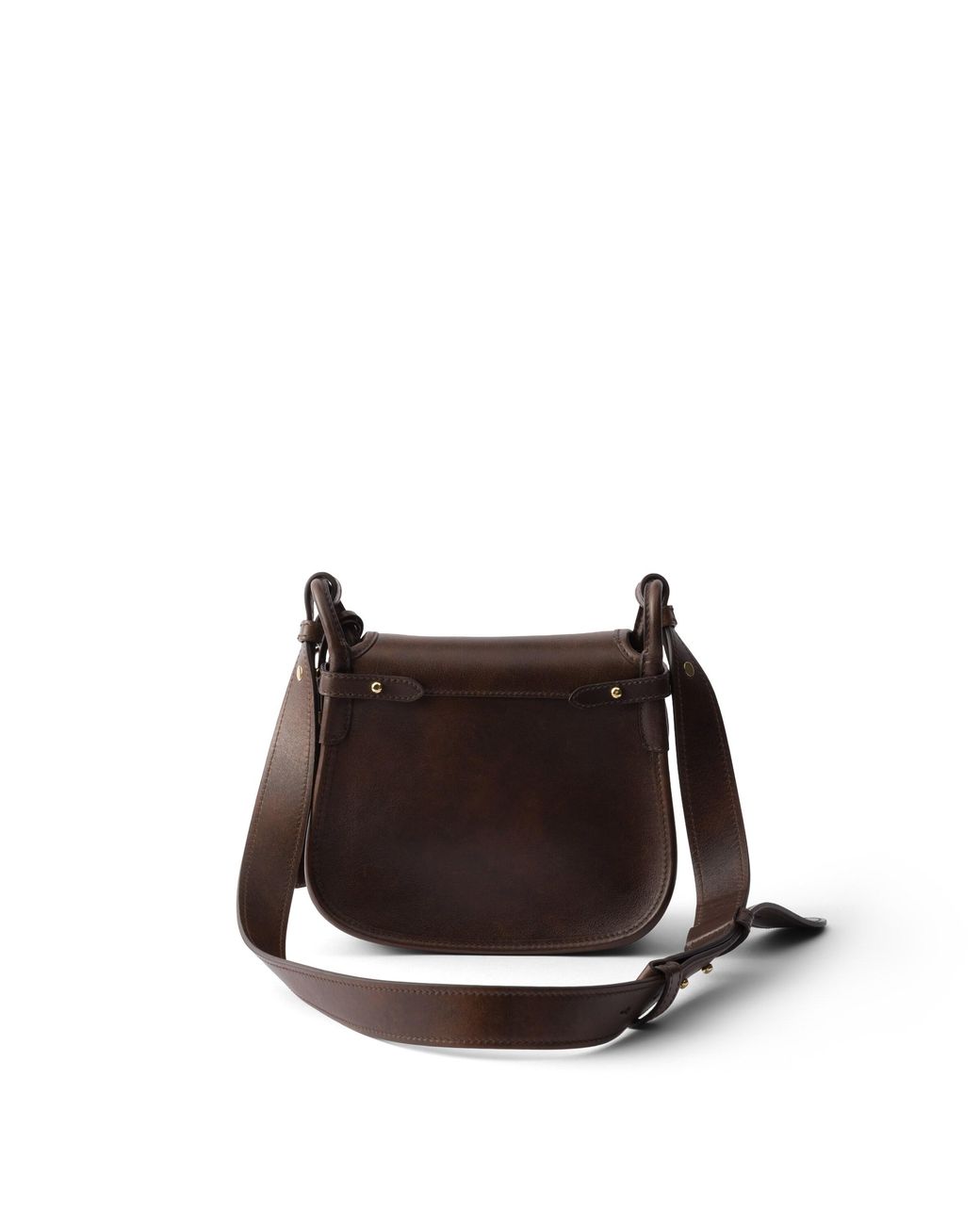 Prada Brown Corsaire Aged Leather Mini Shoulder Bag, Cocoa