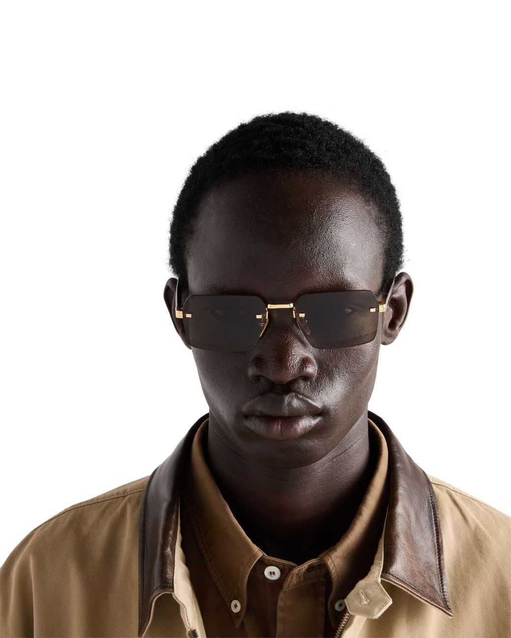 Prada Multicolor Sunglasses With The Iconic Metal Plaque, Color Earth for men