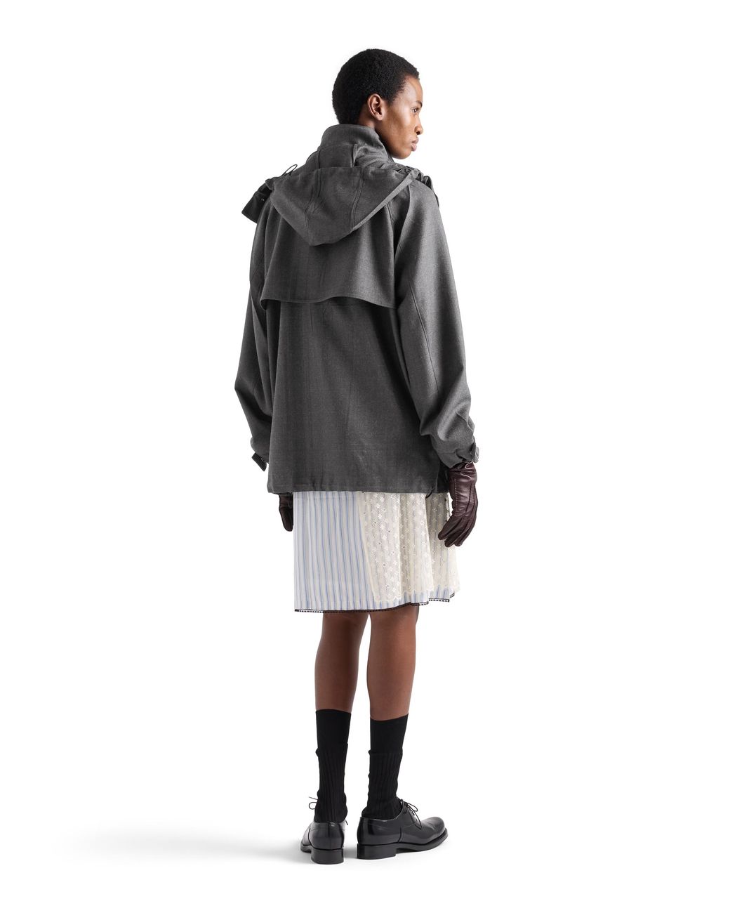 Prada Gray Mélange Hopsack Wool Jacket, Slate