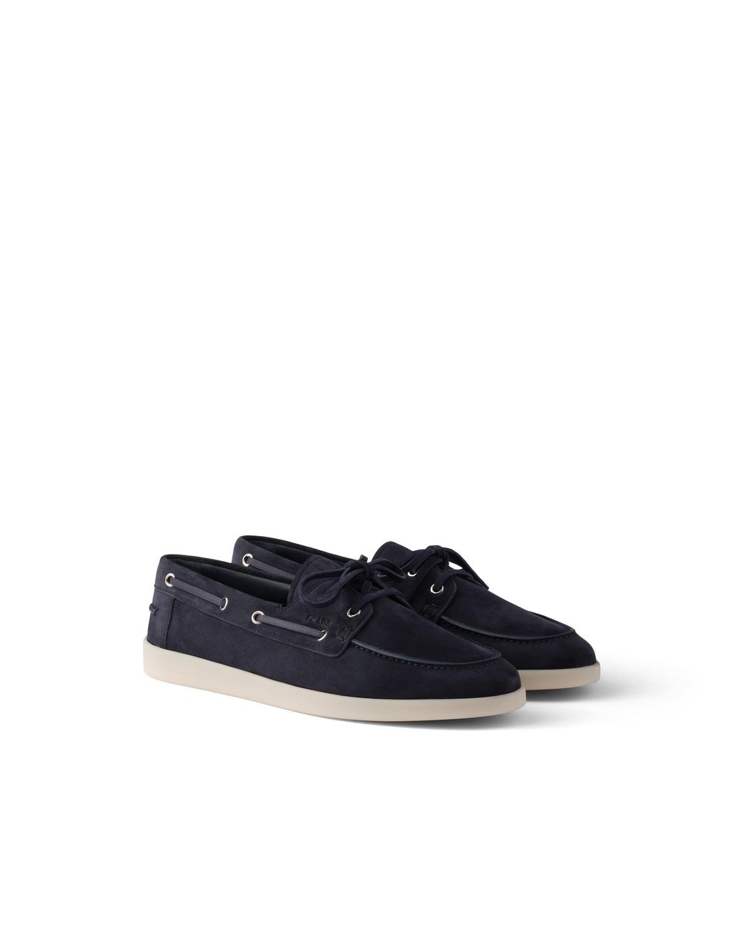 Prada Blue Suede Boat Shoes With Laces for men