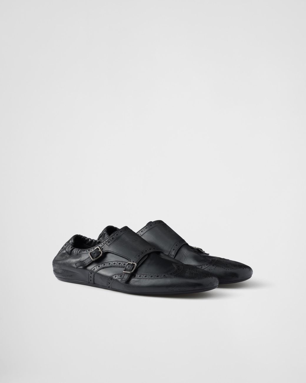 Prada Shuffle Double Monk Strap Shoes, Size 6,5 in White for Men