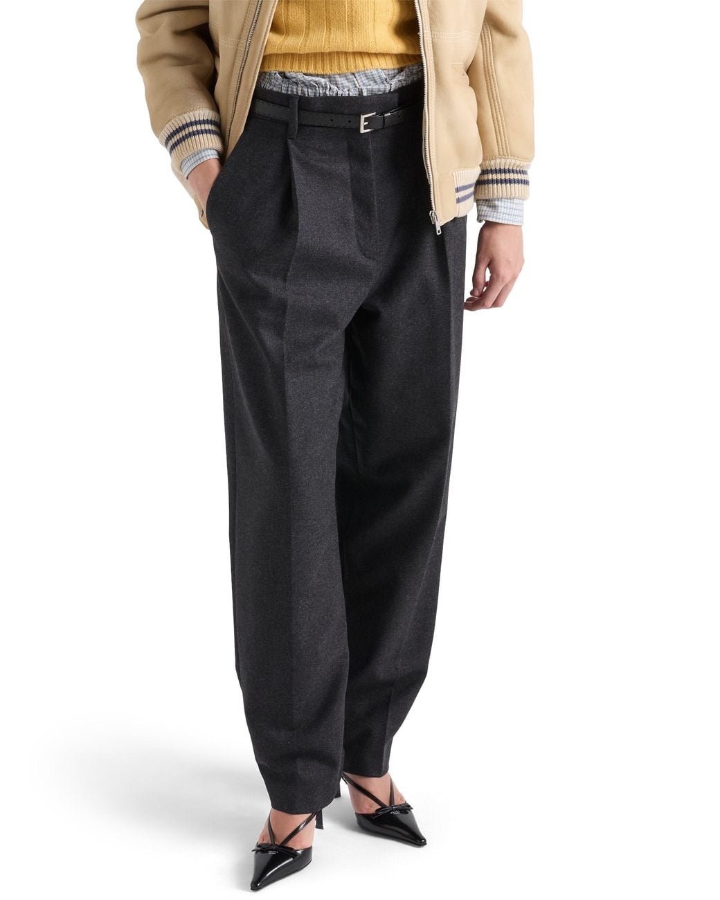 Prada Black Re-Wool Pants, Anthracite