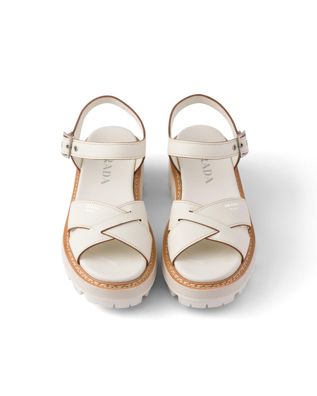Prada White Leather Sandals