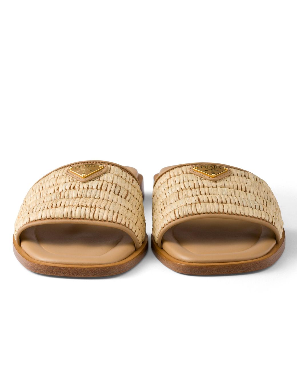 Prada White Leather And Crochet Slides