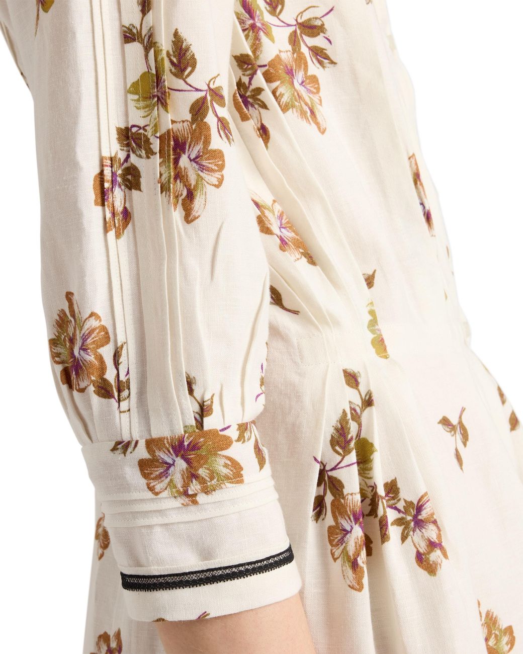 Prada White Long Printed Linen Dress, Tobacco