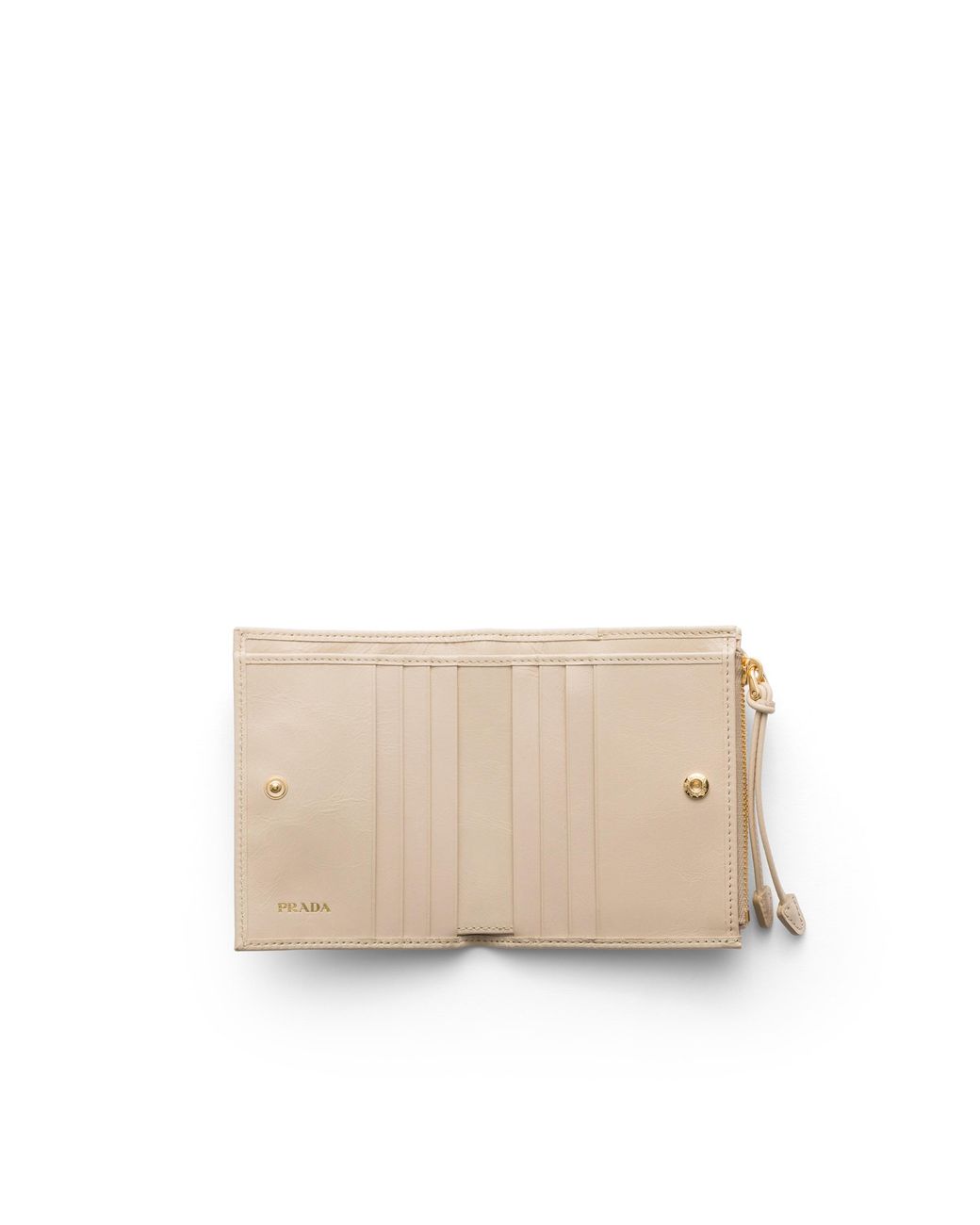 Prada White Small Leather Wallet, Travertine Stone
