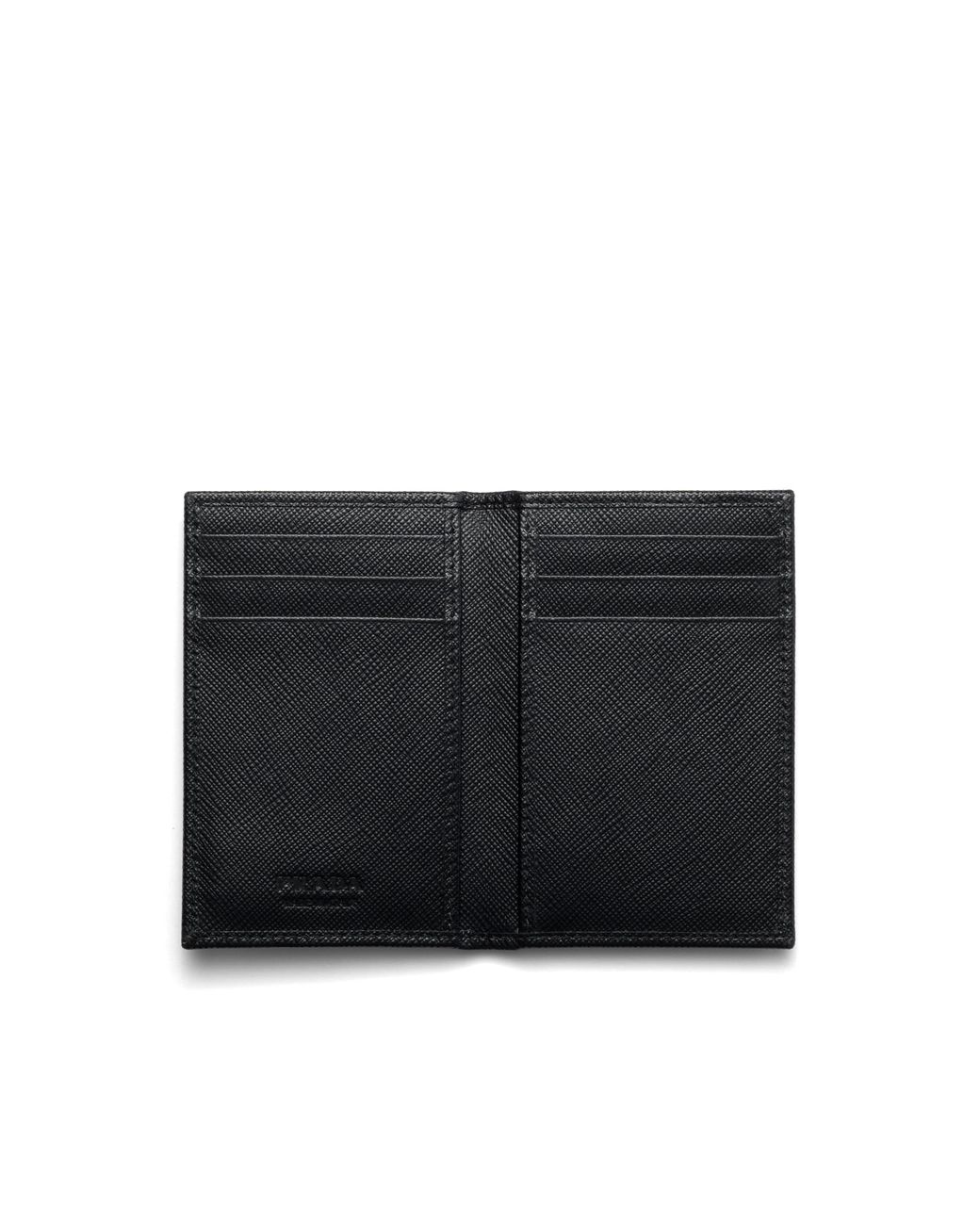 Prada Black Logo-Plaque Leather Bifold Wallet for men