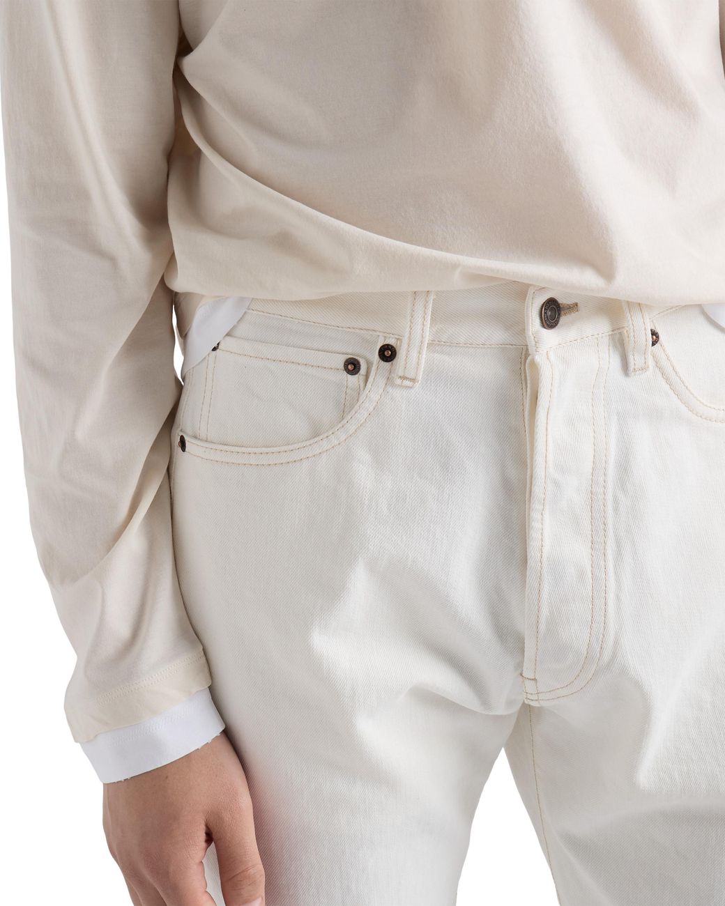 Prada White Old Denim Five-Pocket Jeans for men