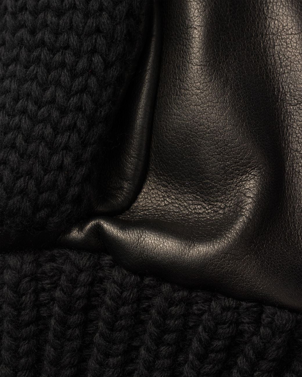 Prada Black Wool And Nappa Leather Gloves, Size 7