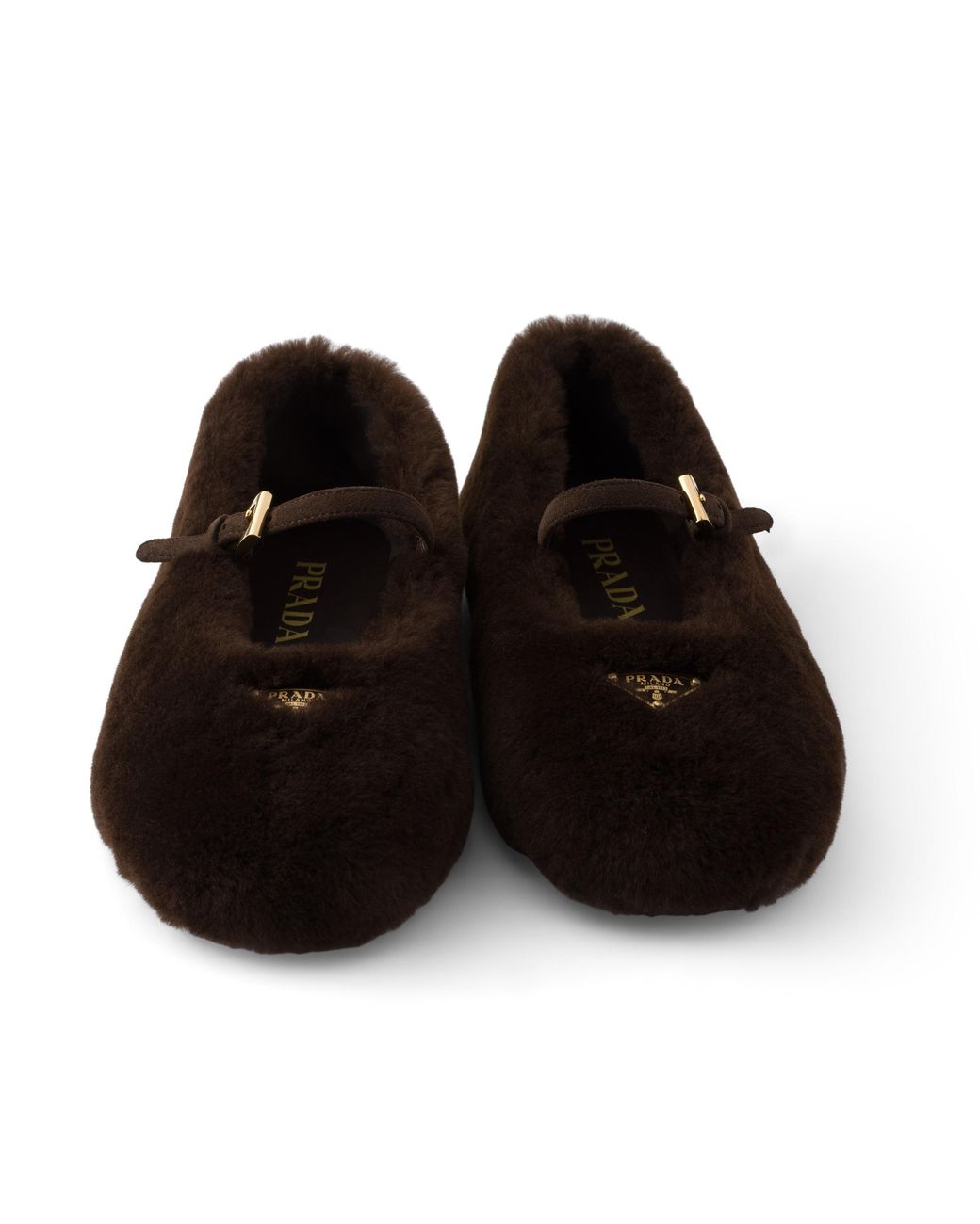 Prada Black Shearling Ballerinas