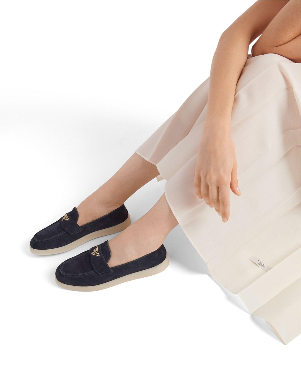 Prada Blue Loafers Saint Tropez Aus Veloursleder