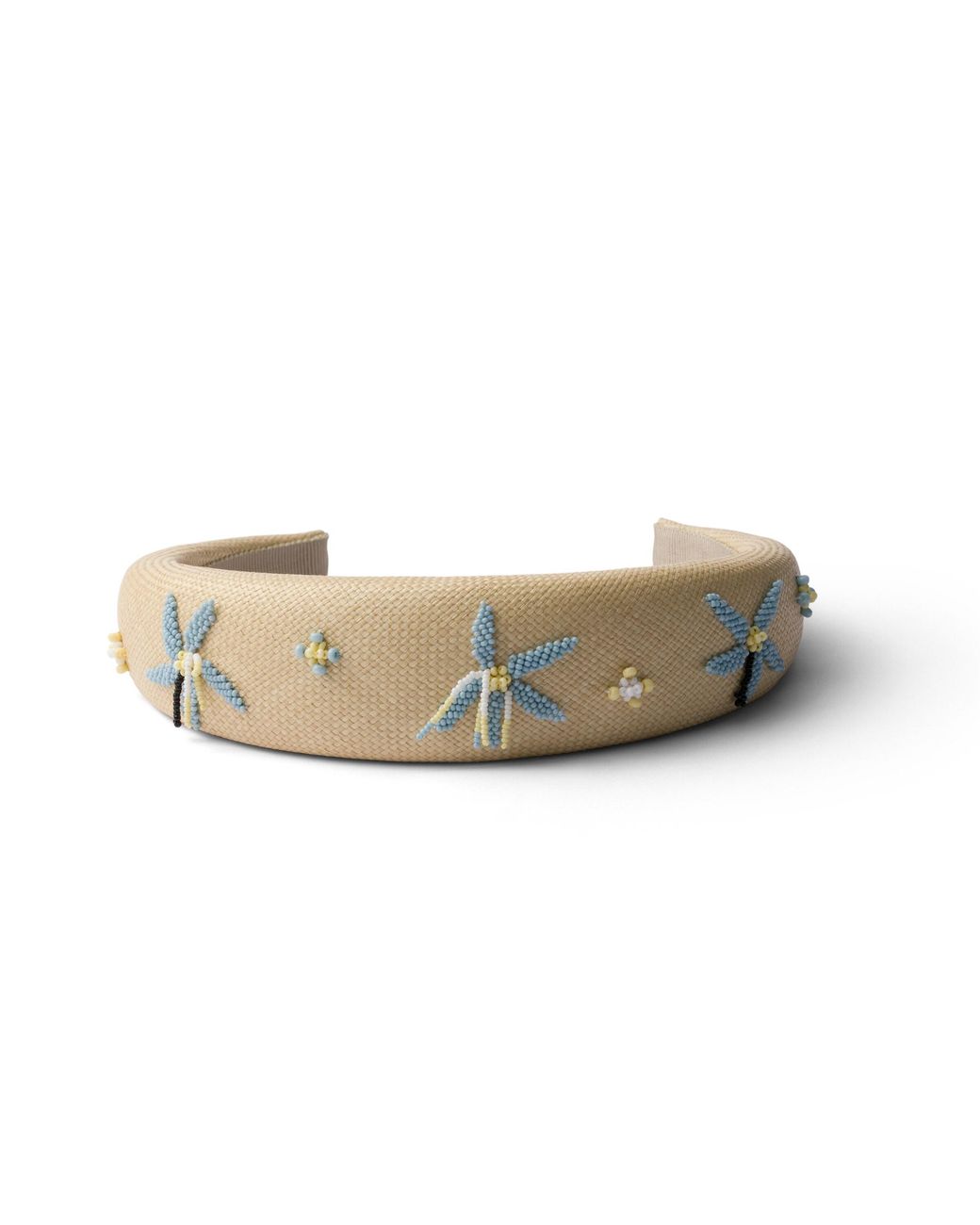 Prada Metallic Embroidered Fabric Headband, /Light