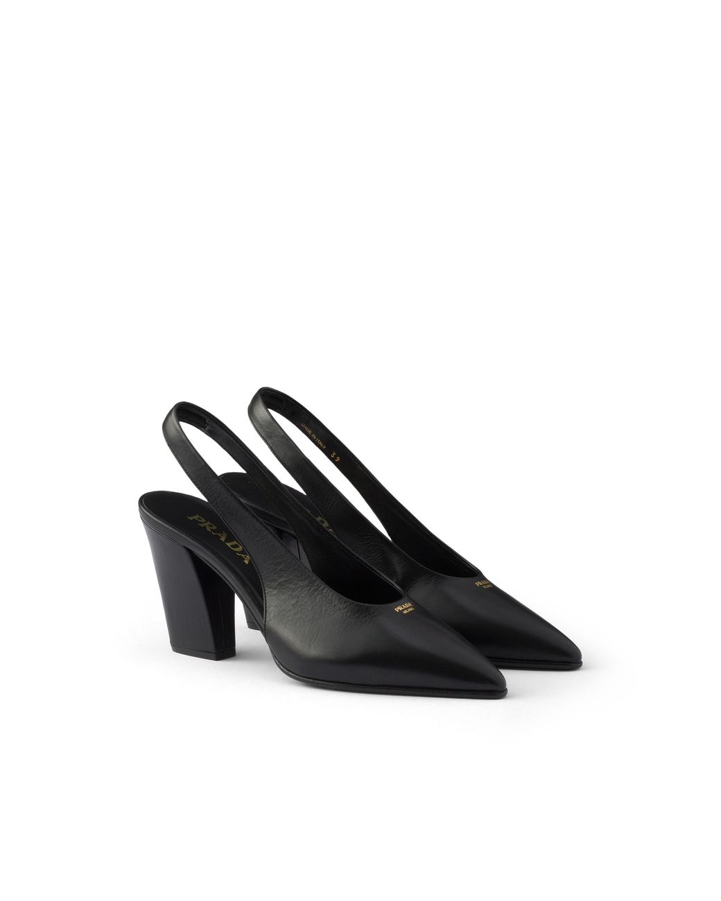 Prada Black Leather Slingback Pumps, Size 35