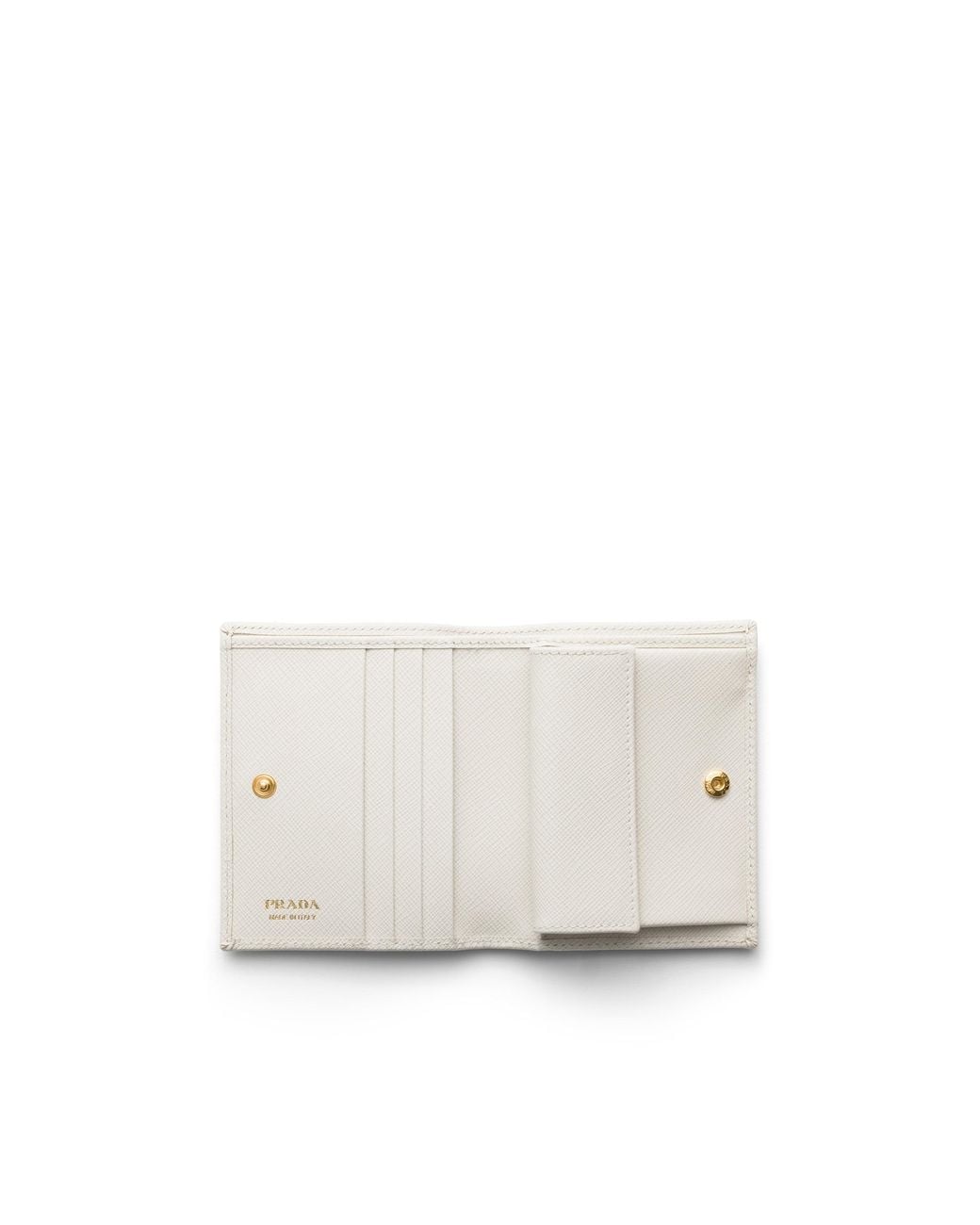 Prada White Small Saffiano Leather Wallet, Chalk