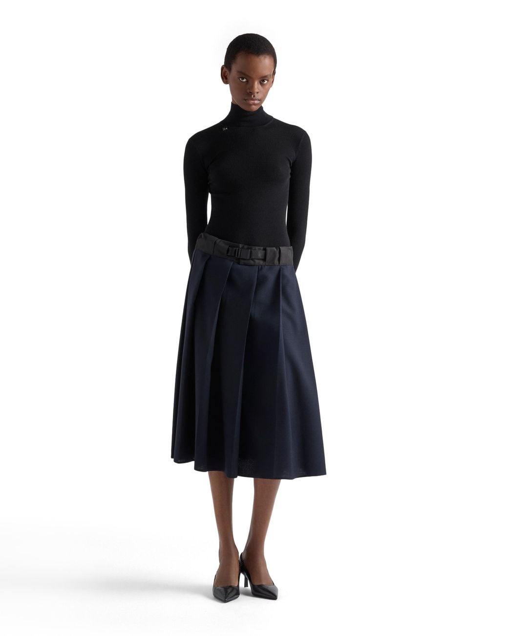 Jersey De Cuello Alto De Lana, Mujer, Talla Prada de color Black