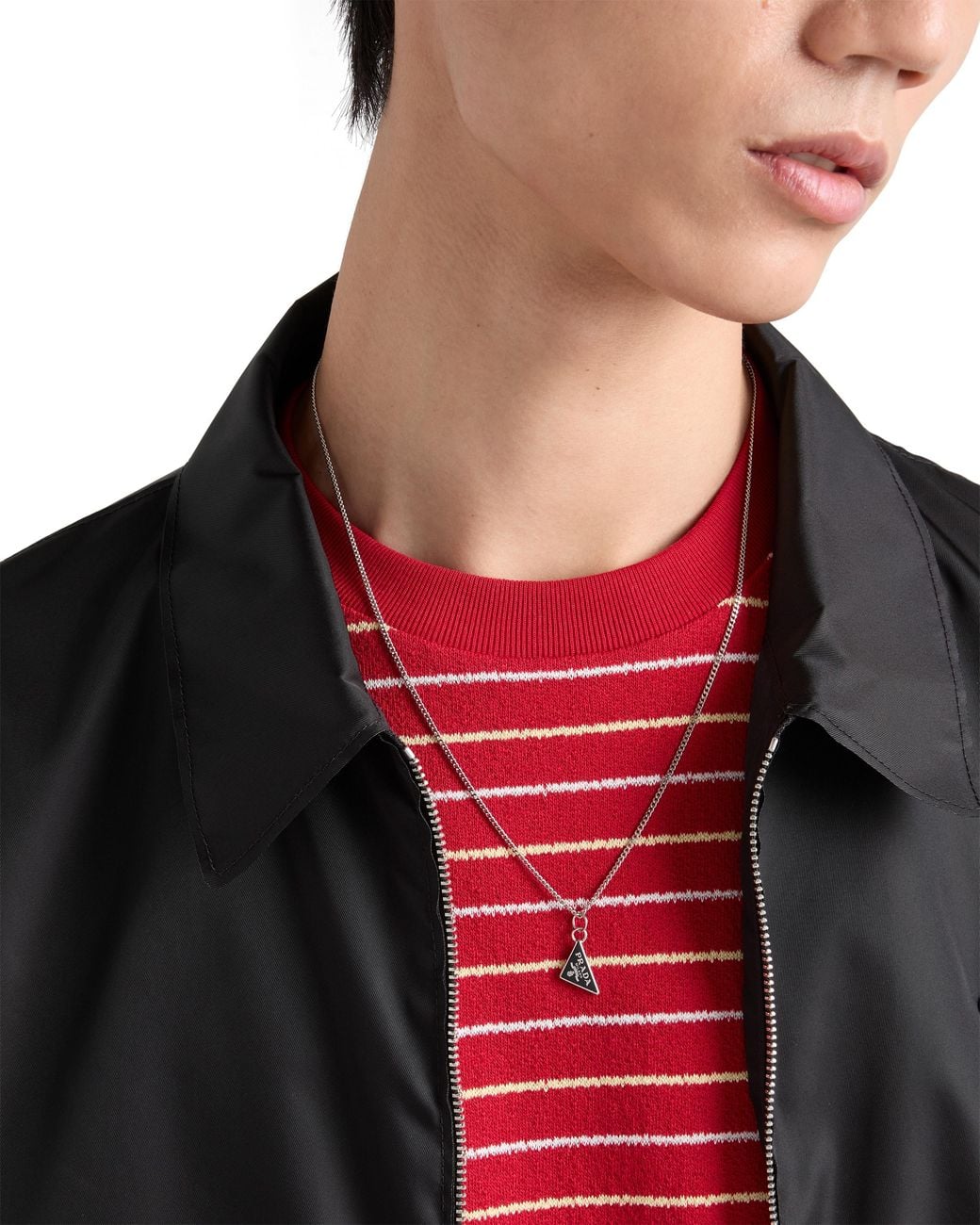 Prada Metallic Enameled Metal Necklace for men