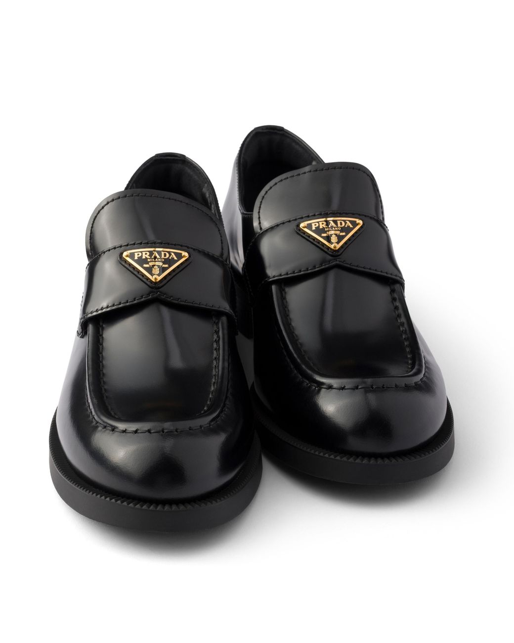 Prada Black Brushed Leather Loafers