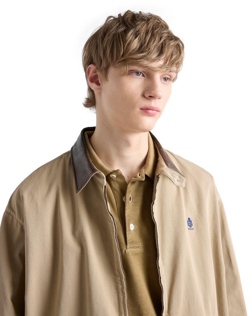 Prada Green Garment-Dyed Cotton Polo Shirt for men