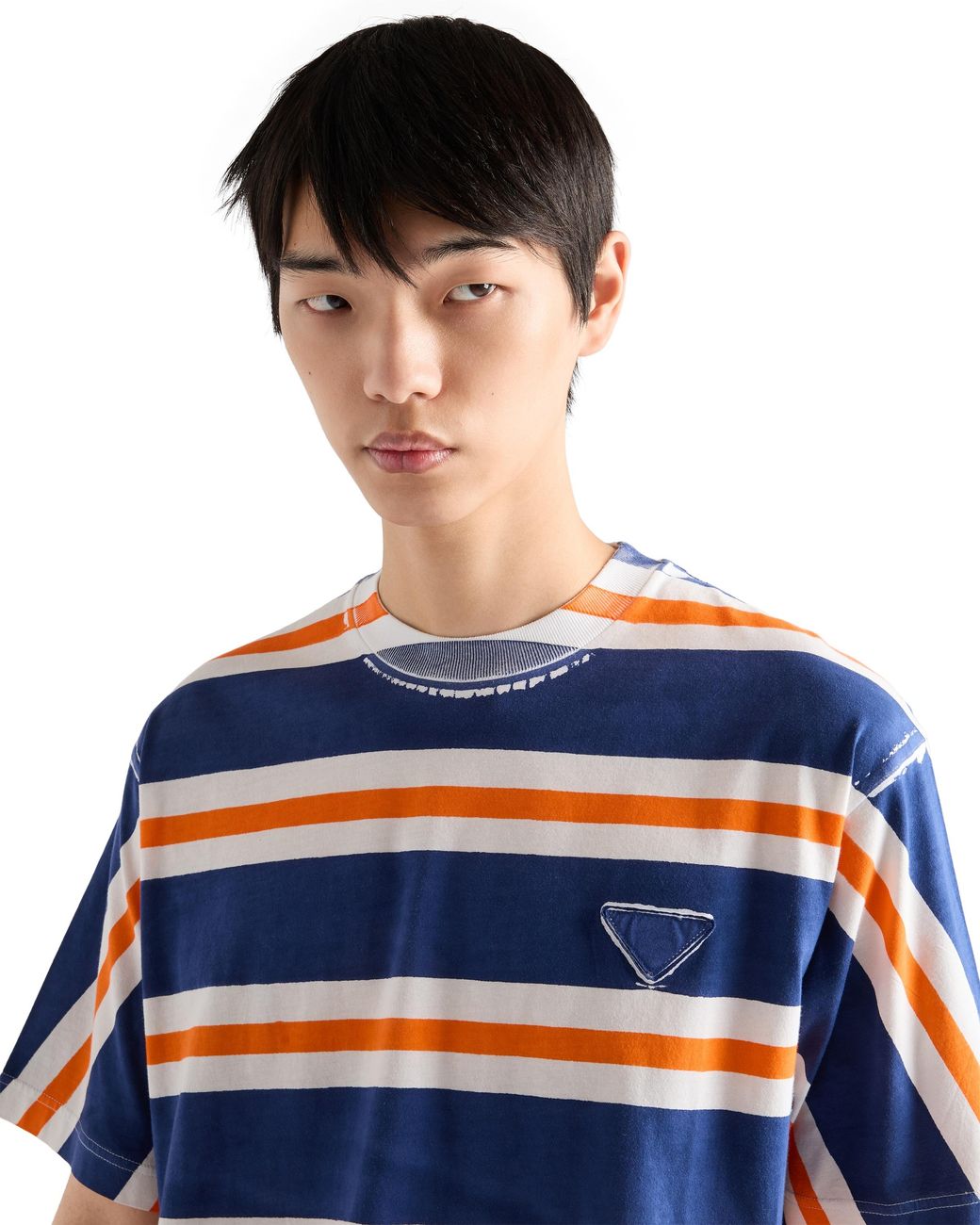 Prada Blue Printed Cotton T-Shirt for men