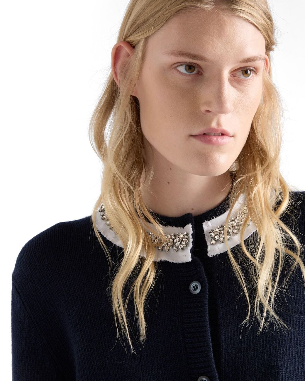 Prada Blue Wool And Cashmere Cardigan