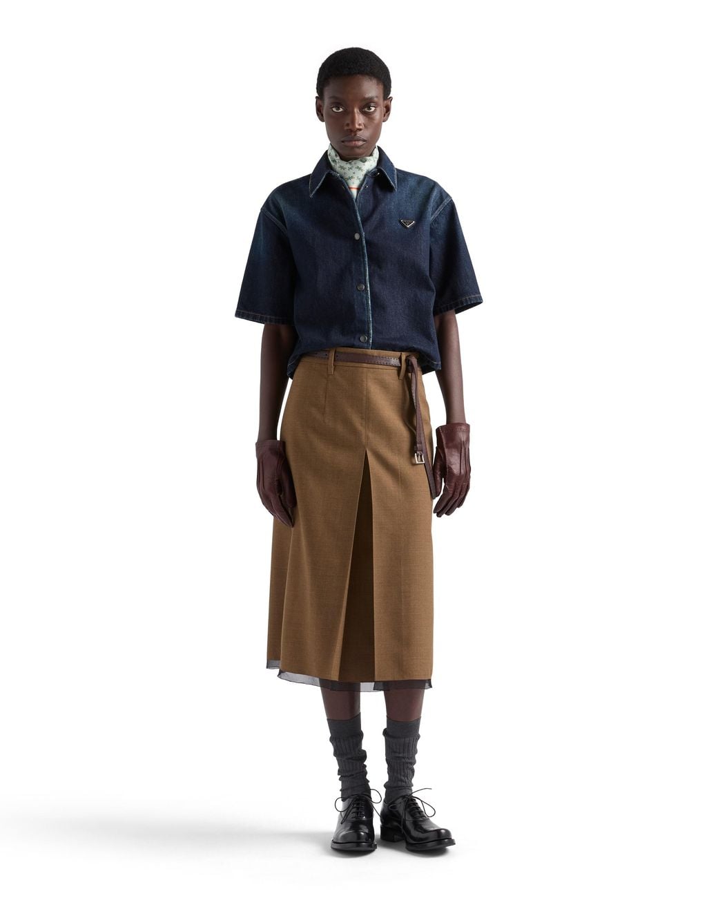 Prada Blue Short-Sleeved Denim Shirt