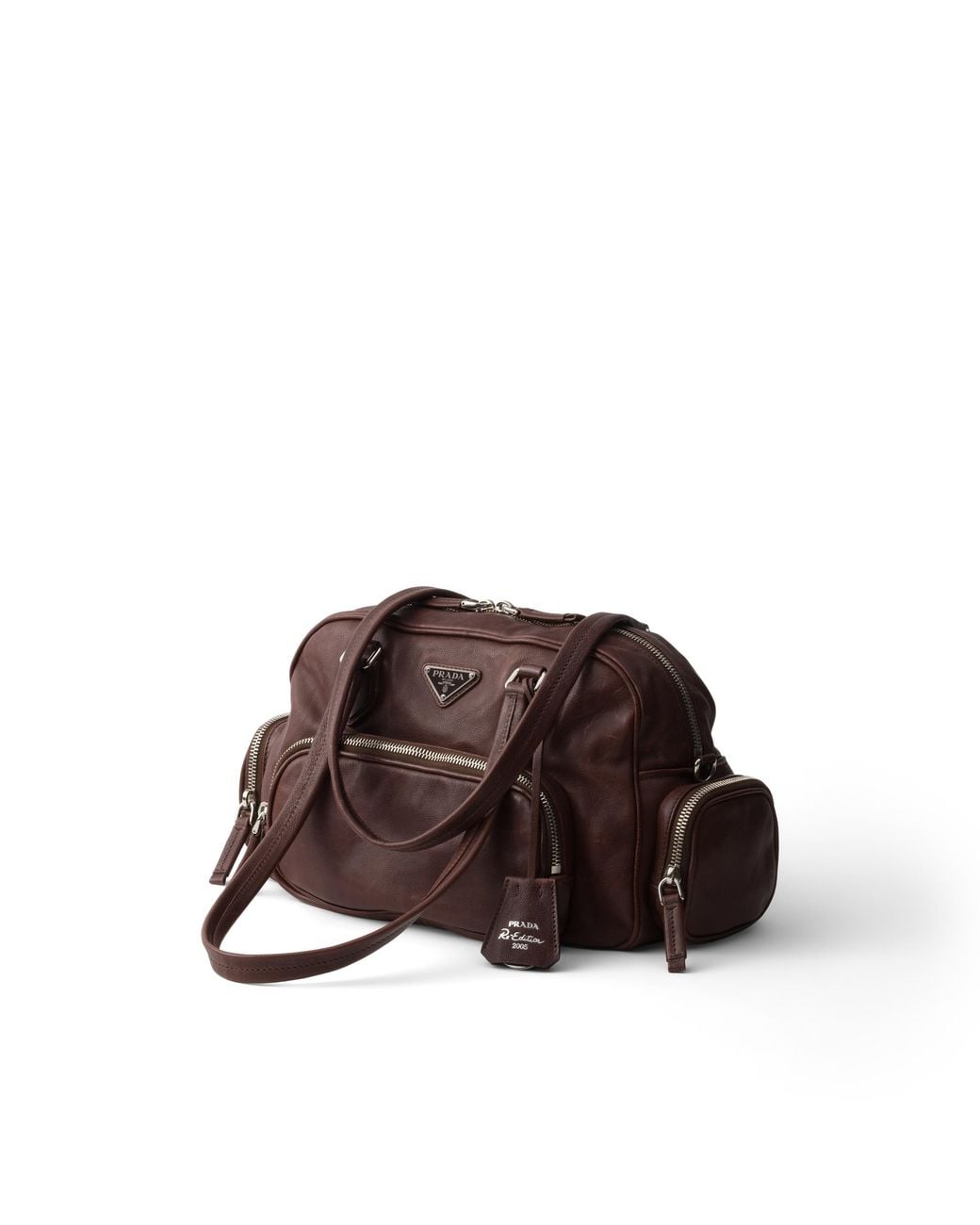 Prada Brown Medium Leather Top-Handle Bag, Cocoa