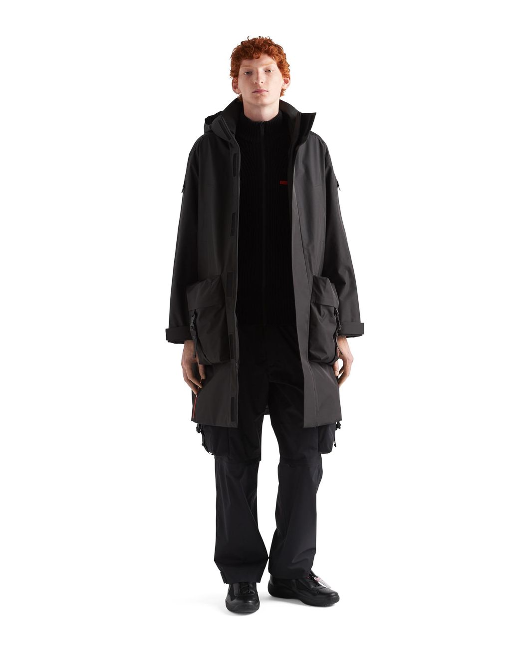 Prada Black Recycled Technical Fabric Raincoat for men