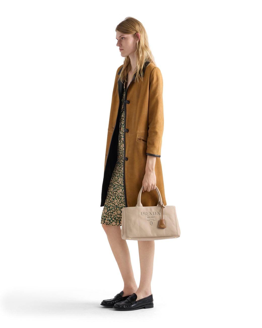 Prada Natural Jardinière Small Cotton Canvas Bag, Cord