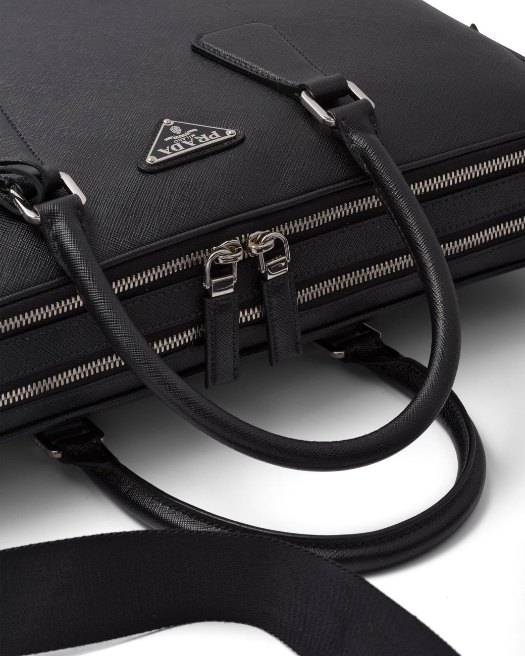 Prada Black Saffiano Leather Briefcase for men