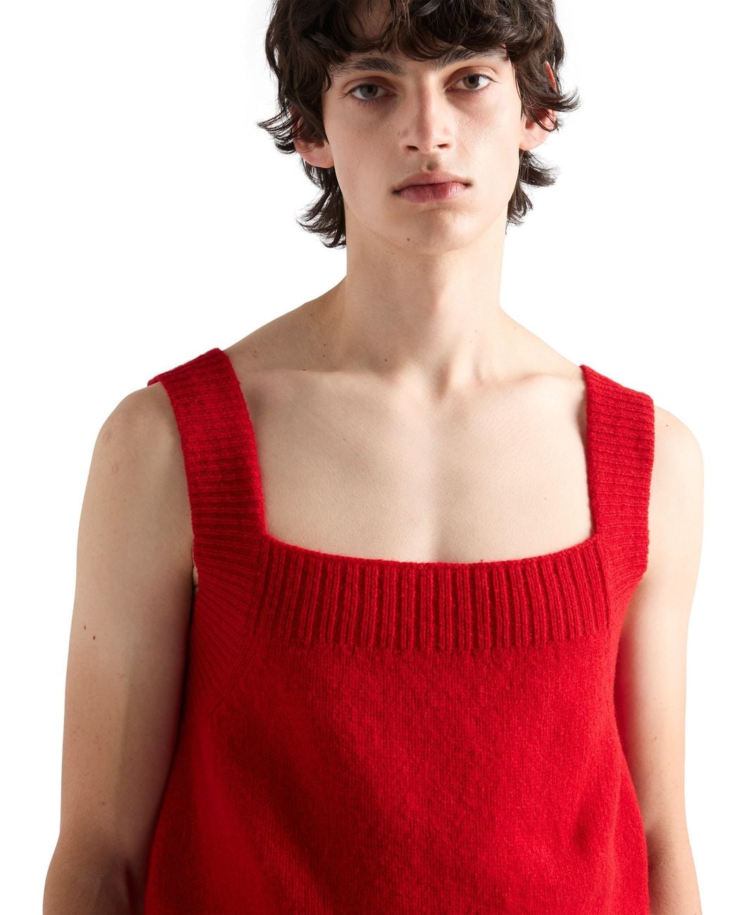 Prada Red Shetland Wool Tank Top for men