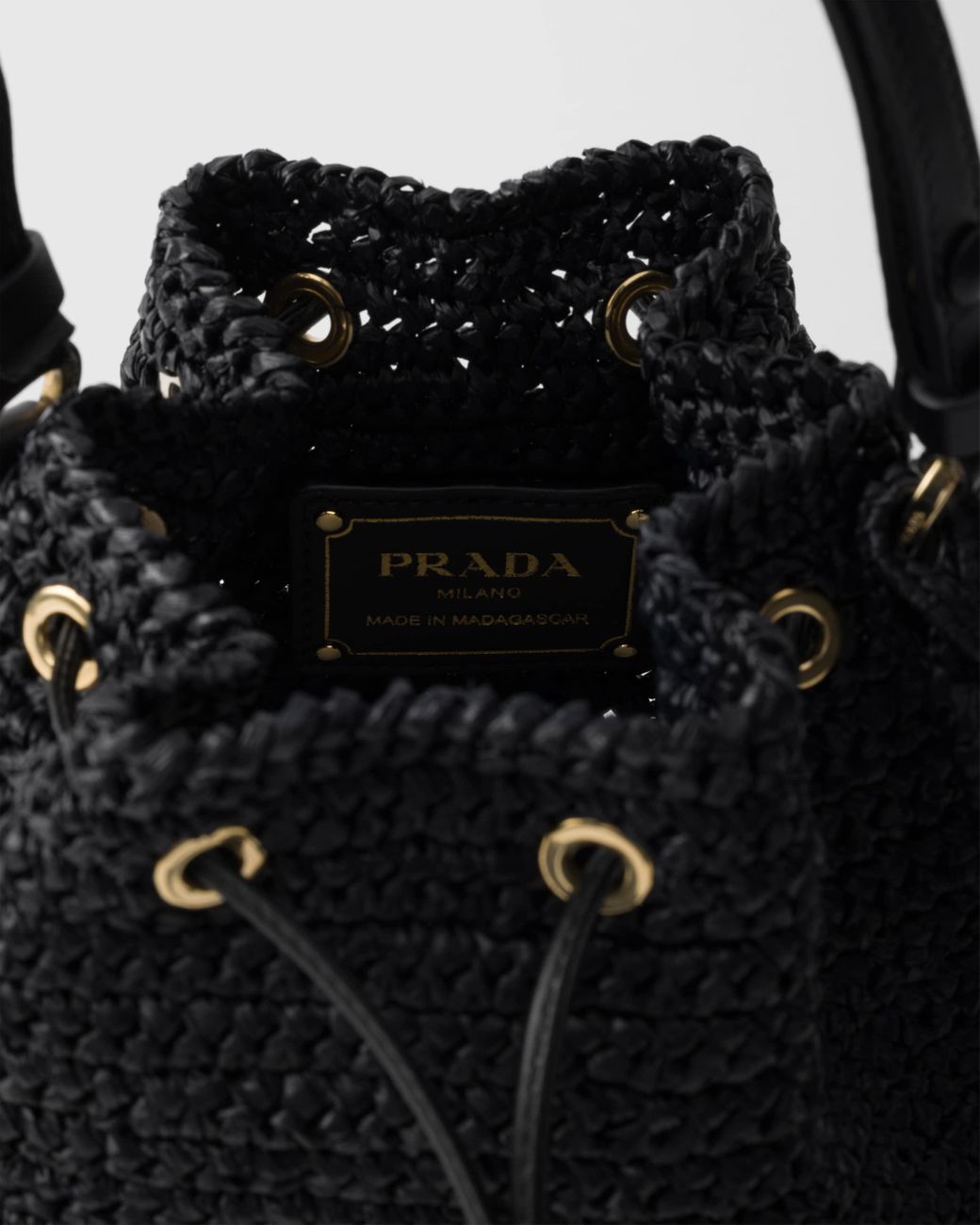 【関税&送料込】Prada Black Crochet Mini Bucket Bag Black Crochet mini bucket bag | PRADA