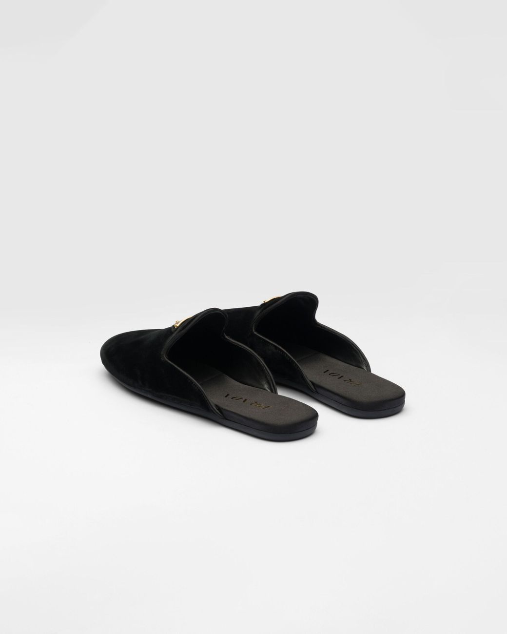 Prada Velvet Slippers in Black | Lyst