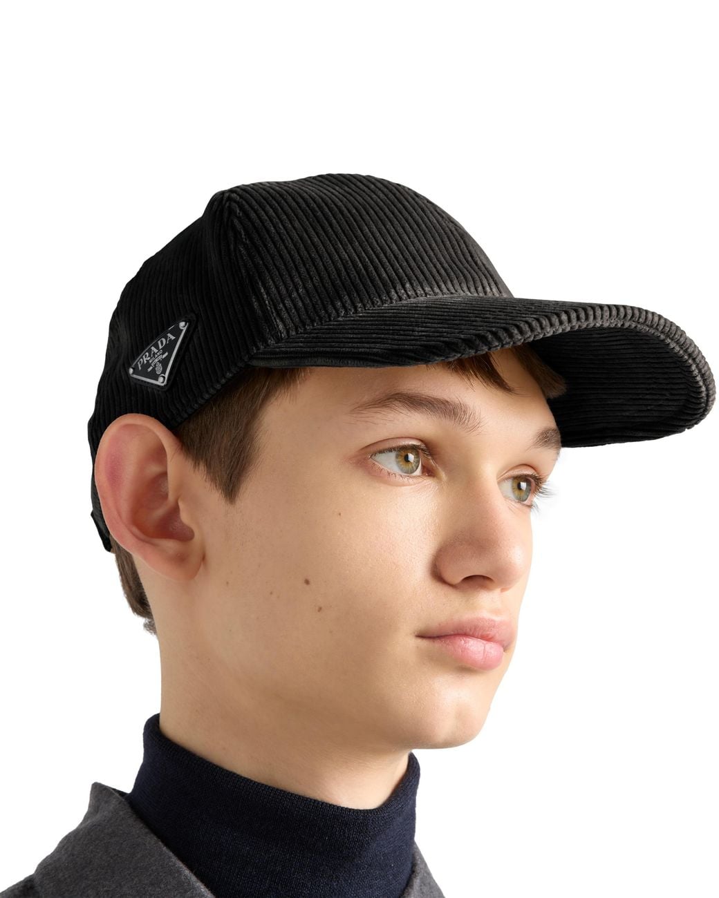 Prada Black Corduroy Baseball Cap for men