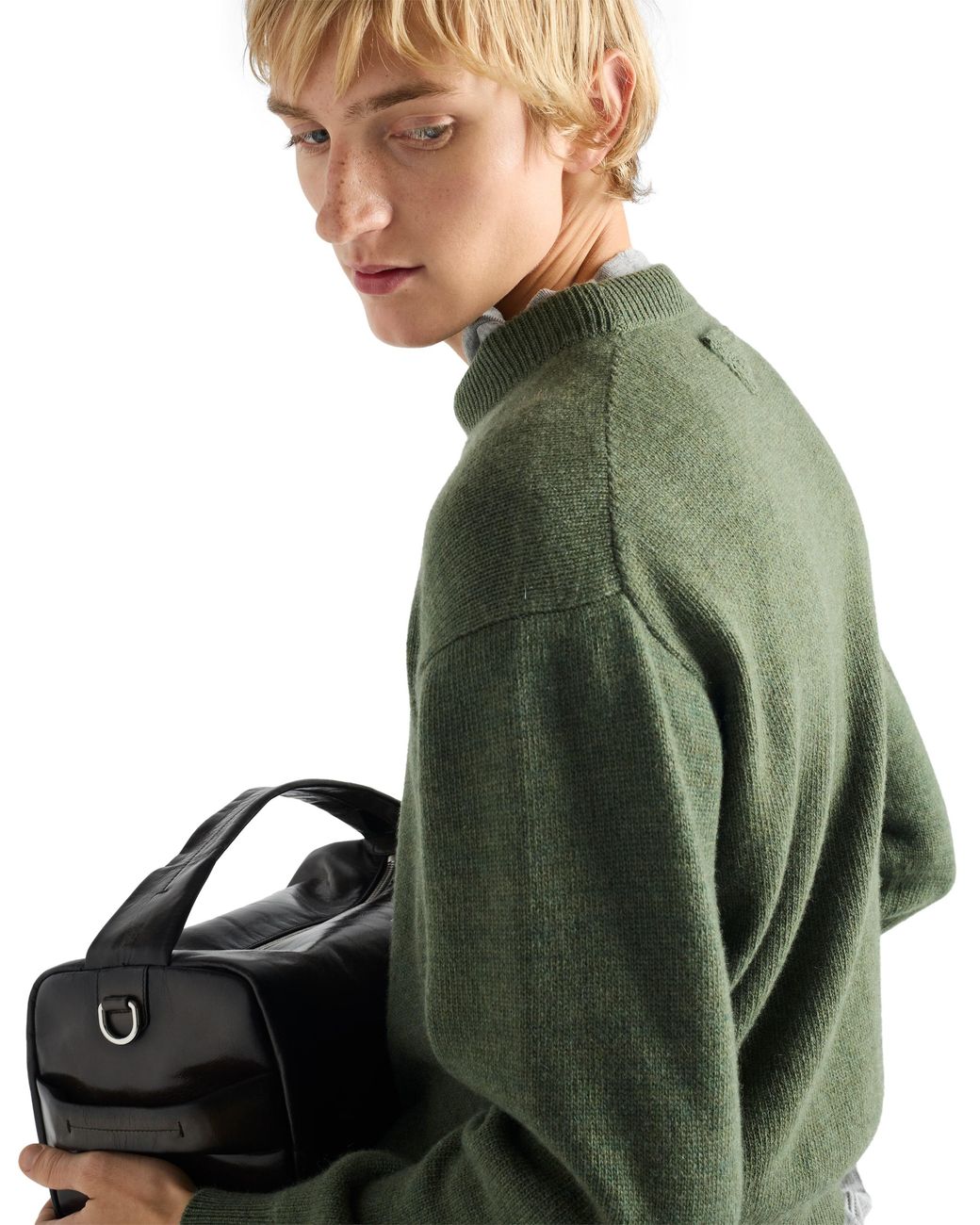 Prada Green Re-Cashmere Crew-Neck Sweater for men